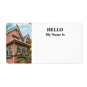 Étiquette Mt. Tabor NJ – Rue avec maison rose