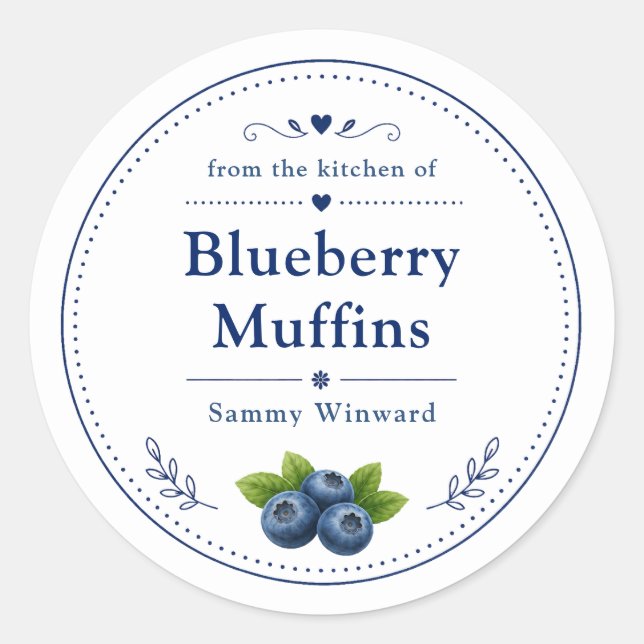Étiquette Muffins aux Bleuets Maison (Devant)