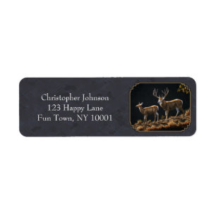 Étiquette Mule Deer Buck et Doe Grey Custom