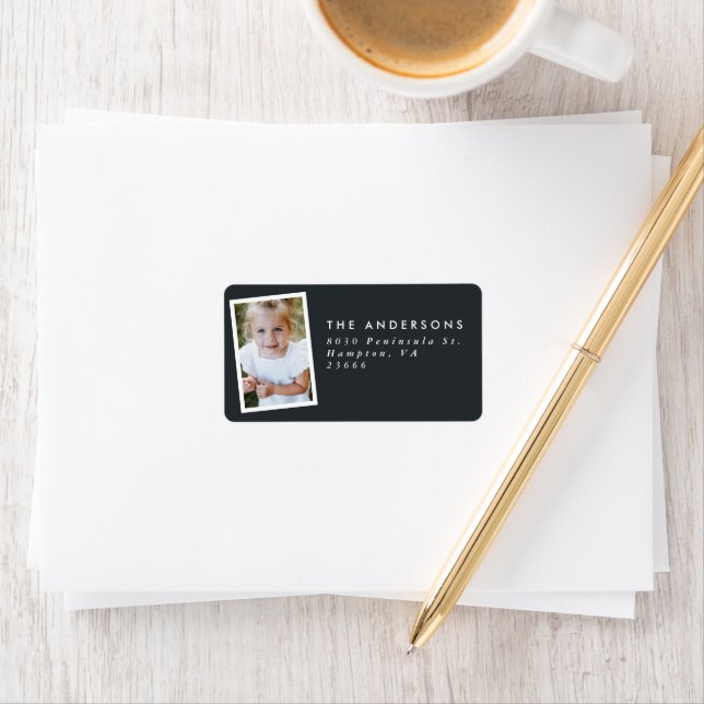 Étiquette Multi photo moderne élégant script noir (En situation)