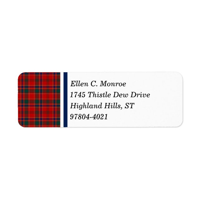 Étiquette Munro Clan rouge et Royal Blue Scottish Tartan (Devant)