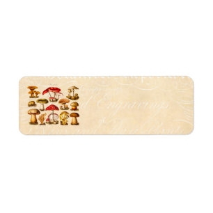 Étiquette Mushrooms de la variety rouge