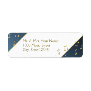 Étiquette Music Notes Gold and Blue Return Adresse