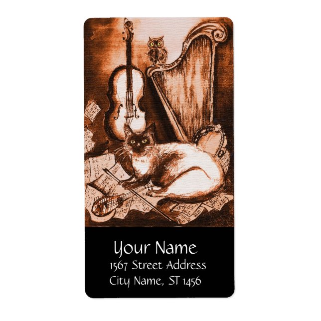 Étiquette MUSICAL CAT ,Brown and White Black (Devant)