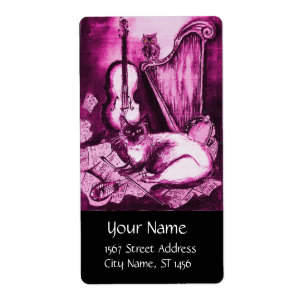 Étiquette MUSICAL CAT ,Pink Fuchsia White Black