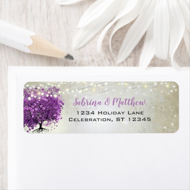 Étiquette Musical Heart Leafed Tree Plum Adresse de retour (En situation)