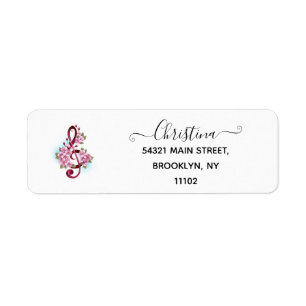 Étiquette Musical treble clef notes with sakura flowers