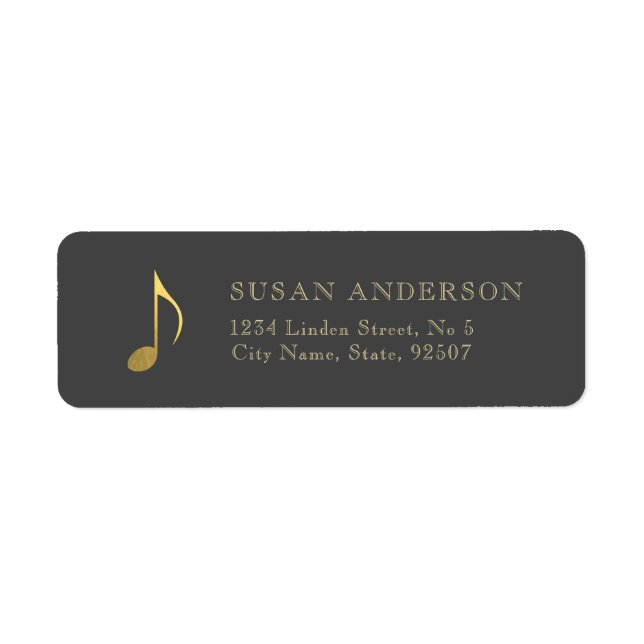 Étiquette Musique Gold Huitième note Adresse de retour Étiqu (Devant)