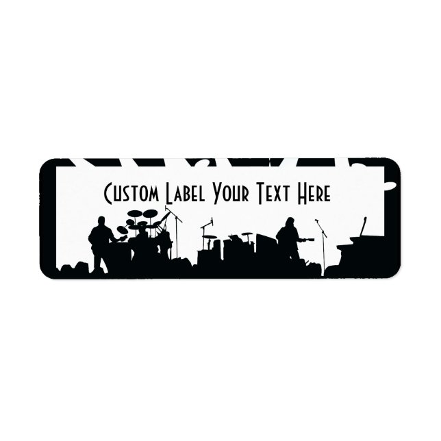 Étiquette Musique Sur Scène Concert Silhouette B&W (Devant)