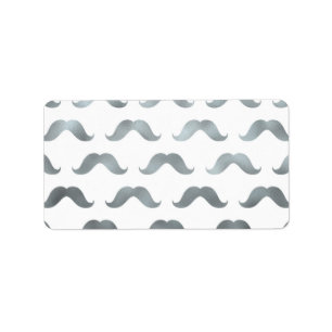 Étiquette Mustache d'argent Faux Foil Métallophones Mustach