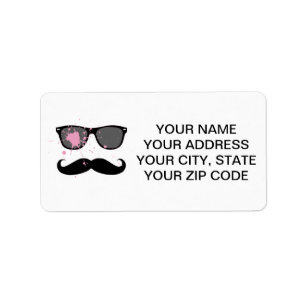 Étiquette Mustache et lunettes de soleil amusantes