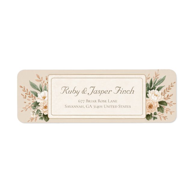 Étiquette Muted Sage Botanical Gold Frame Return Address (Devant)