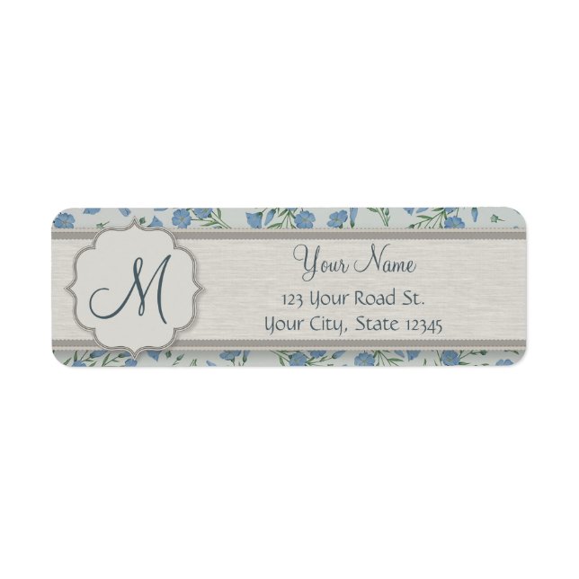 Étiquette Myosotis bleu floral et de marbre avec le (Devant)