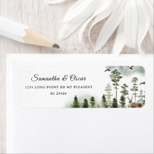 Étiquette Nature moderne Forêt verte   Aquarelles