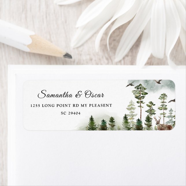 Étiquette Nature moderne Forêt verte | Aquarelles (En situation)