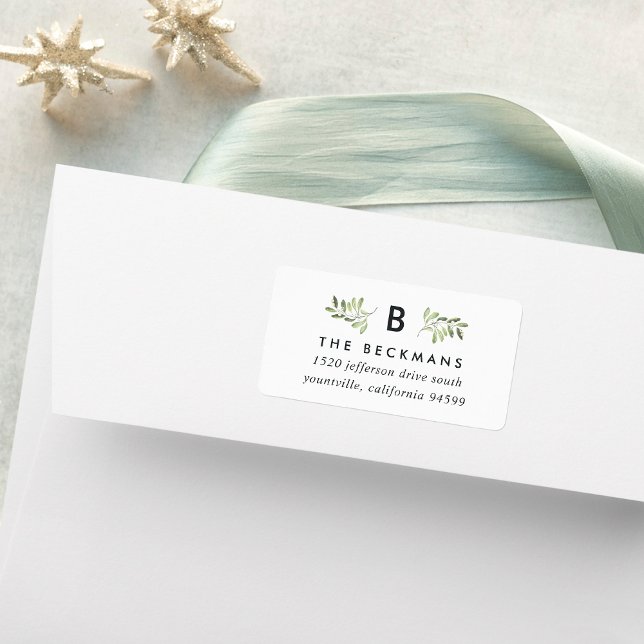 Étiquette Naturellement Joyful Monogram Adresse de retour (Créateur téléchargé)