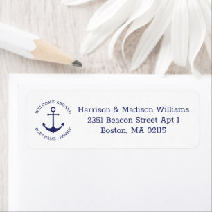 Étiquette Nautical anchor navy blue monogram Return Address