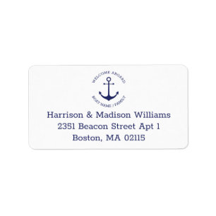 Étiquette Nautical anchor navy blue monogram Return Address