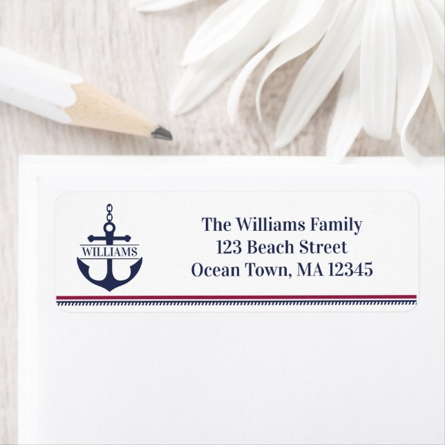 Étiquette Nautical Anchor Return Address (En situation)