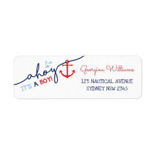 Étiquette Nautical Boy Baby shower Ahoy Adresse de retour