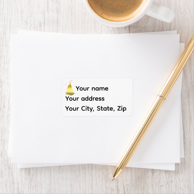 Étiquette Nautical gold sailboat/ship/vessel silhouette  (En situation)