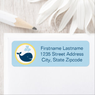Étiquette Nautical Navy Blue Yellow Whale Adresse de retour