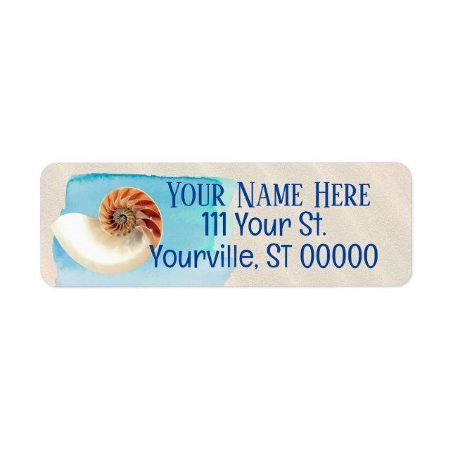 Étiquette Nautilus Coquillage et sable (Devant)
