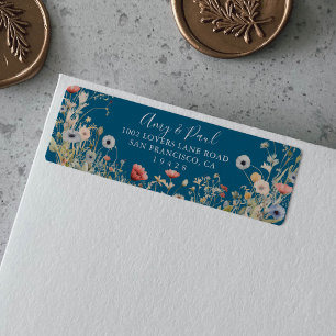 Étiquette Navy Blisser Boho Fleur sauvage Adresse de retour
