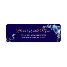 Navy Blue Burgundy Gold Blush Wedding address labe