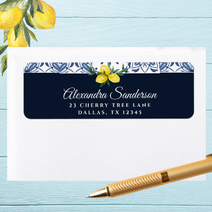 Étiquette Navy Blue Italian Lemon Adresse de retour