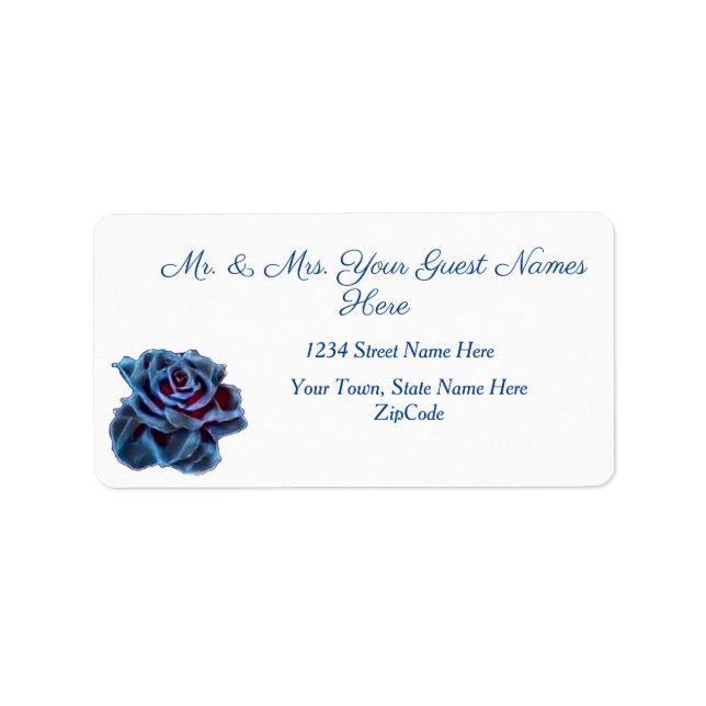 Étiquette Navy Blue Rose Gold Leaf Adresse (Devant)