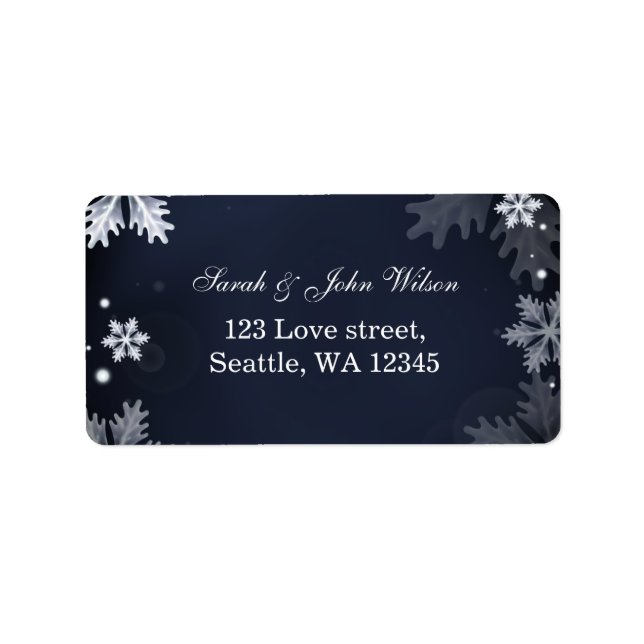 Étiquette navy blue snowflakes return address label (Devant)
