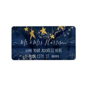 Étiquette Navy Blue Twinkle Little Star Gold Adresse de reto