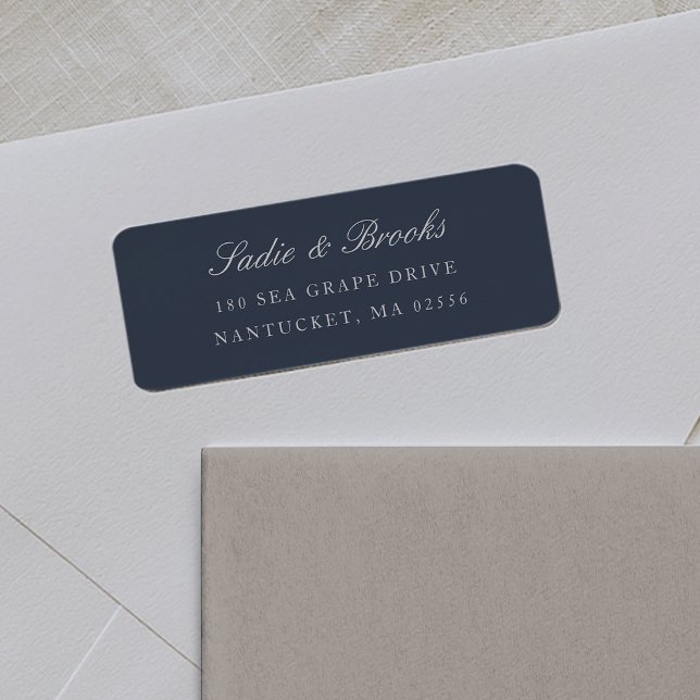 Étiquette Navy & Cream Classique Écriture Adresse de Retour (Créateur téléchargé)