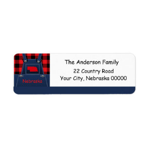 Étiquette Nebraska Overalls Buffalo Plaid Adresse de retour