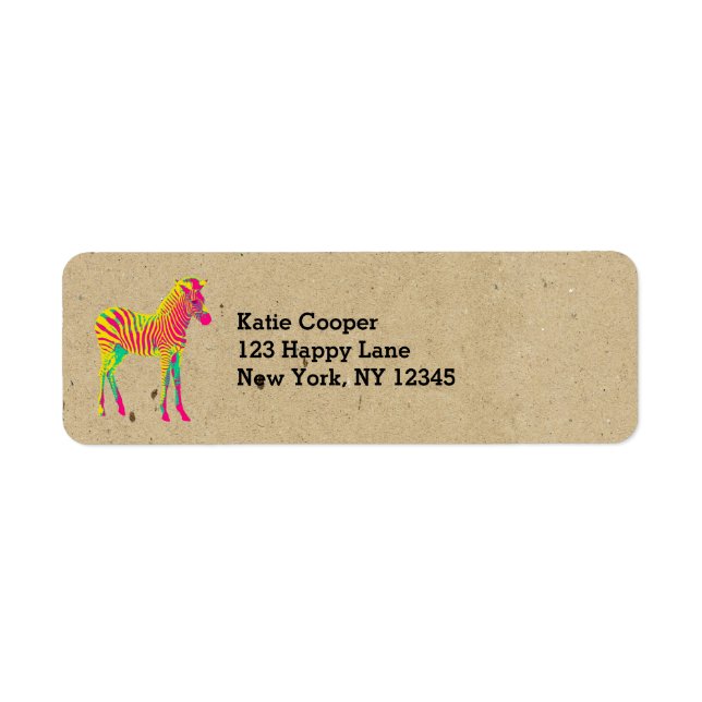 Étiquette Neon Baby Zebra Psychedelic Pink Yellow & Green (Devant)