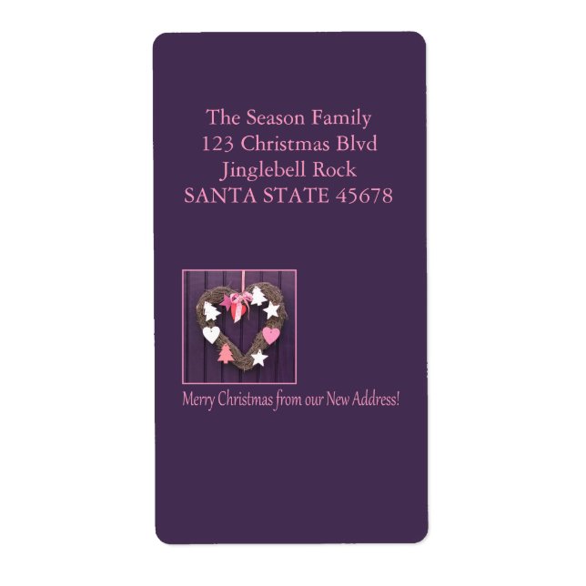 Étiquette New Address Christmas wreath on door (Devant)