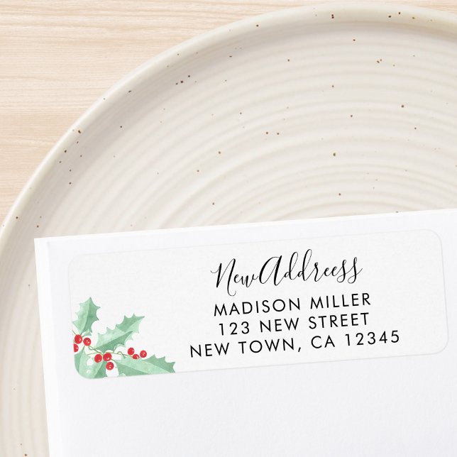 Étiquette New Address Holly Return Address (Créateur téléchargé)