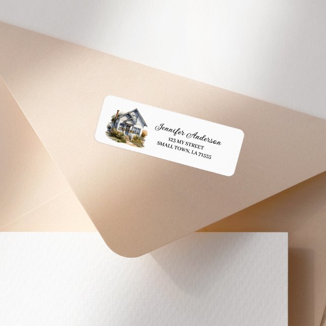 Étiquette New Home White House Realtor Address (Créateur téléchargé)