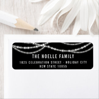Étiquette New Year Cheers Sparkling Lights Stylish Address