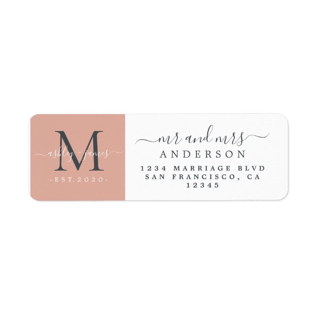 Étiquette Newlywed Monogram Mr Mrs Return Address  (Devant)