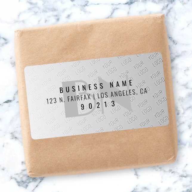 Étiquette N'importe quel logo en mosaïque | Gradient gris Ad (Créateur téléchargé)