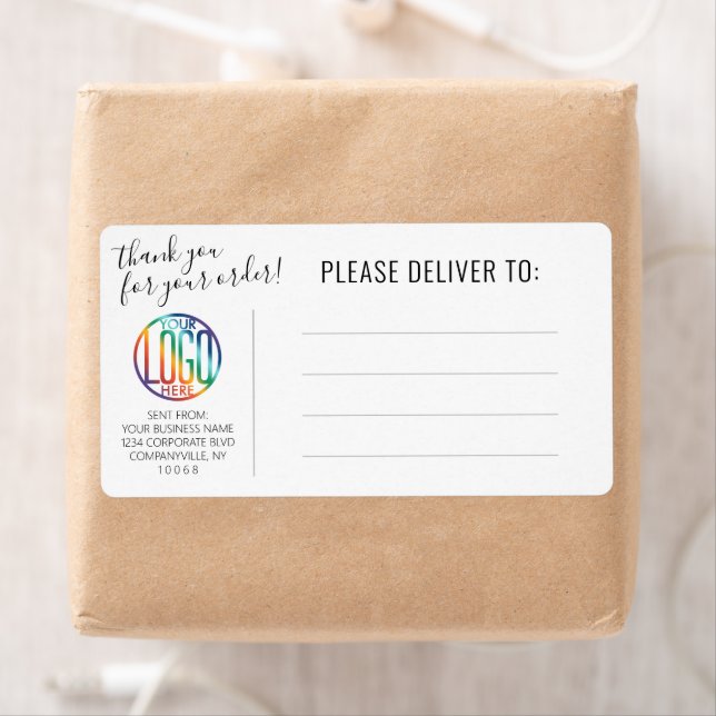 Étiquette N'Importe Quel Texte Logo Entreprise Adresse De Re (En situation)