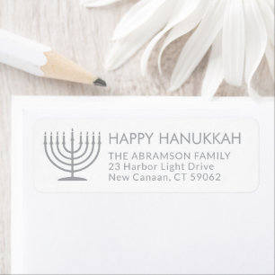Étiquette N'Importe Quel Texte Menorah White Hanoukka Adress