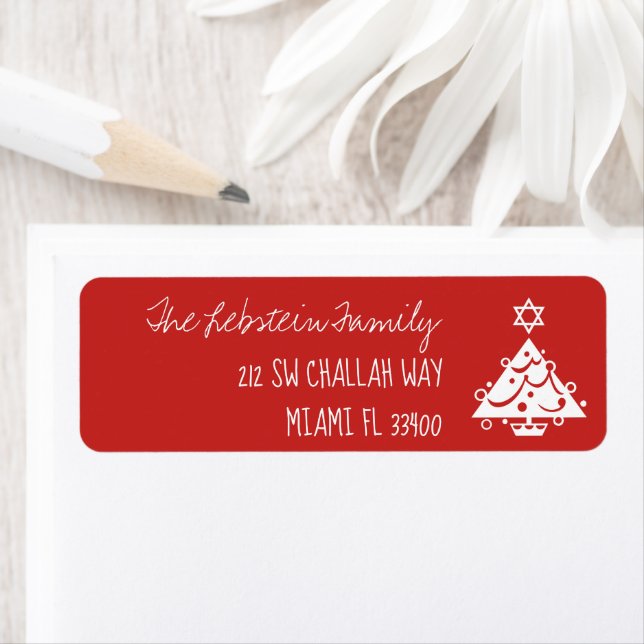 Étiquette N'importe quelle couleur Noël + Hanoukka Tree + Ch (En situation)