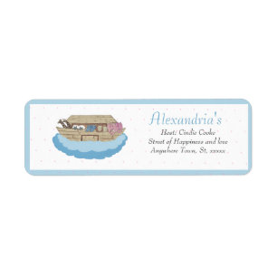Étiquette Noah's Ark Baby Blue Baby boy Shower Invitation