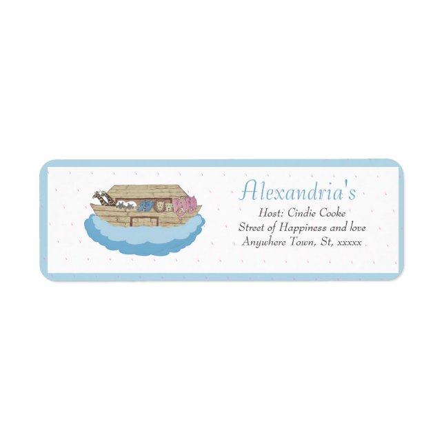 Étiquette Noah's Ark Baby Blue Baby boy Shower Invitation (Devant)