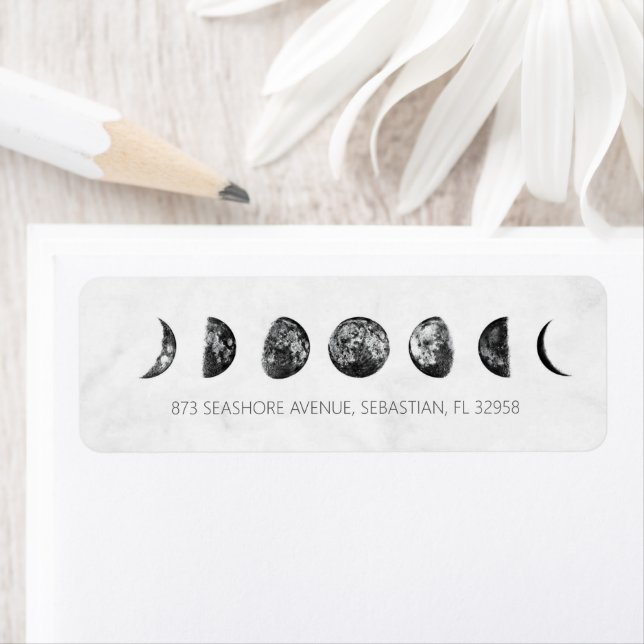 Étiquette Noces de marbre gris céleste Phases de lune (En situation)