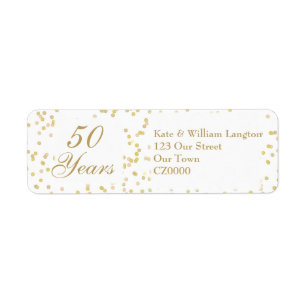 Étiquette Noces d'or Confettis de poussière d'or