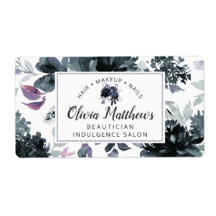 Étiquette Nocturne Floral Aquarelle marine Monogramme person